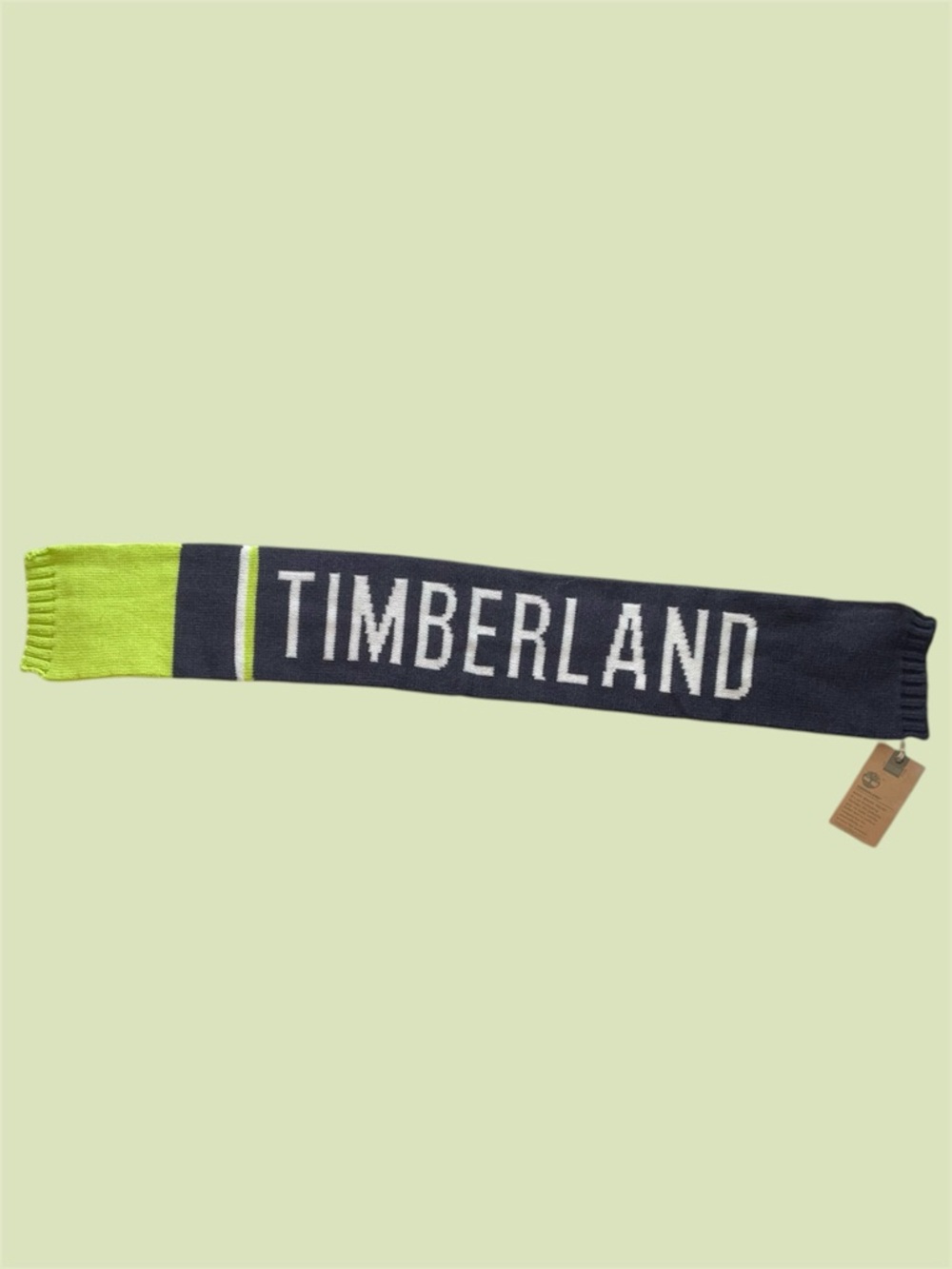 Timberland Kids Navy and Lime Logo Knit Scarf